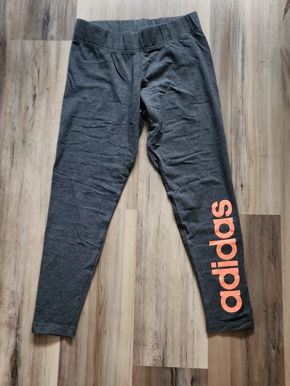 Women's Adidas Charcoal Leggings with Coral Logo